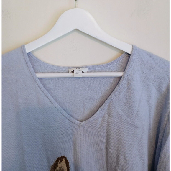 J Jill Sweater Womens Medium Blue Corgi Dog Print Casual Lightweight Pullover - Picture 5 of 8
